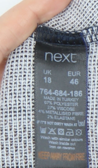 Next Women's Black Grey Striped Shift Dress UK 18