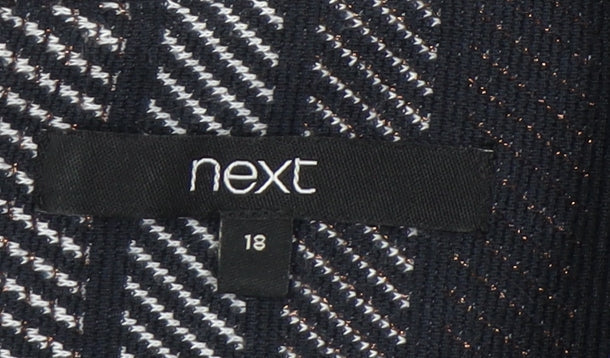 Next Women's Black Grey Striped Shift Dress UK 18