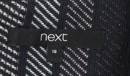 Next Women's Black Grey Striped Shift Dress UK 18