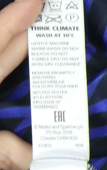 Marks and Spencer Women's Blue Pleated Midi Skirt, Size 8