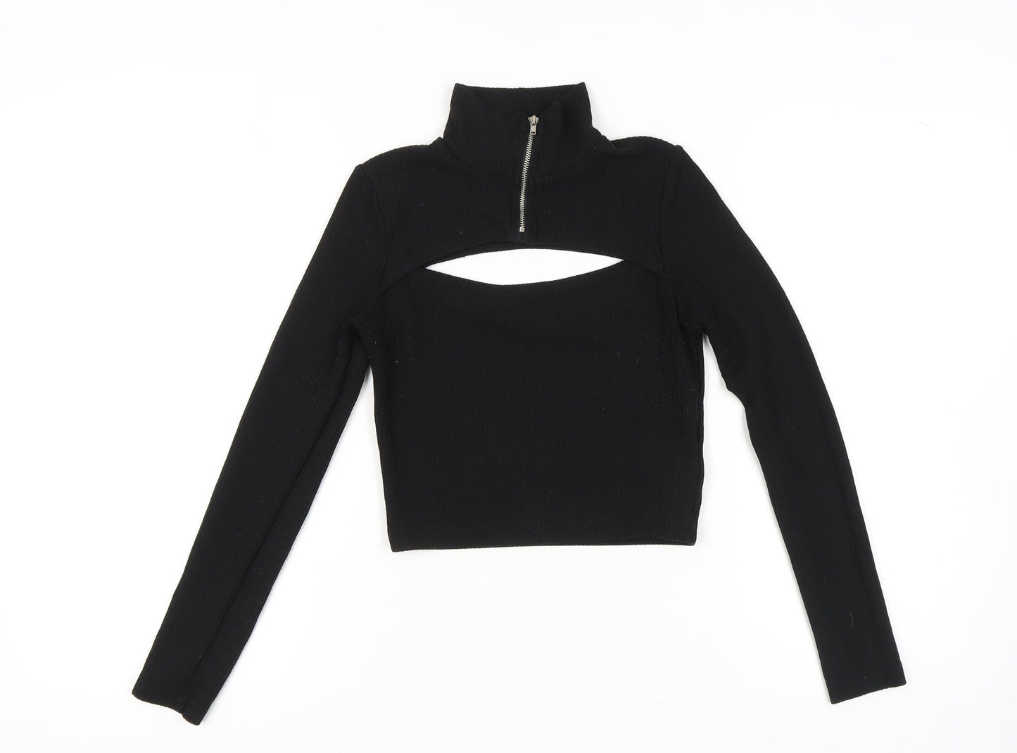 Womens UK Size S H&M Black Cropped Blouse