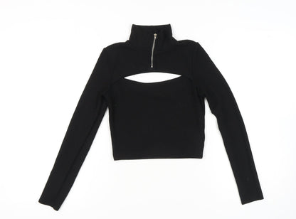 Womens UK Size S H&M Black Cropped Blouse