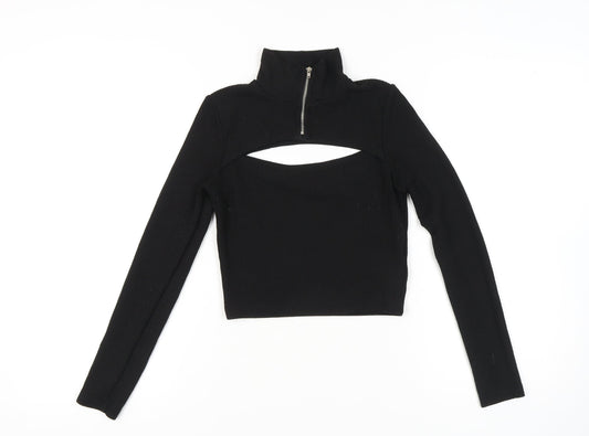 Womens UK Size S H&M Black Cropped Blouse