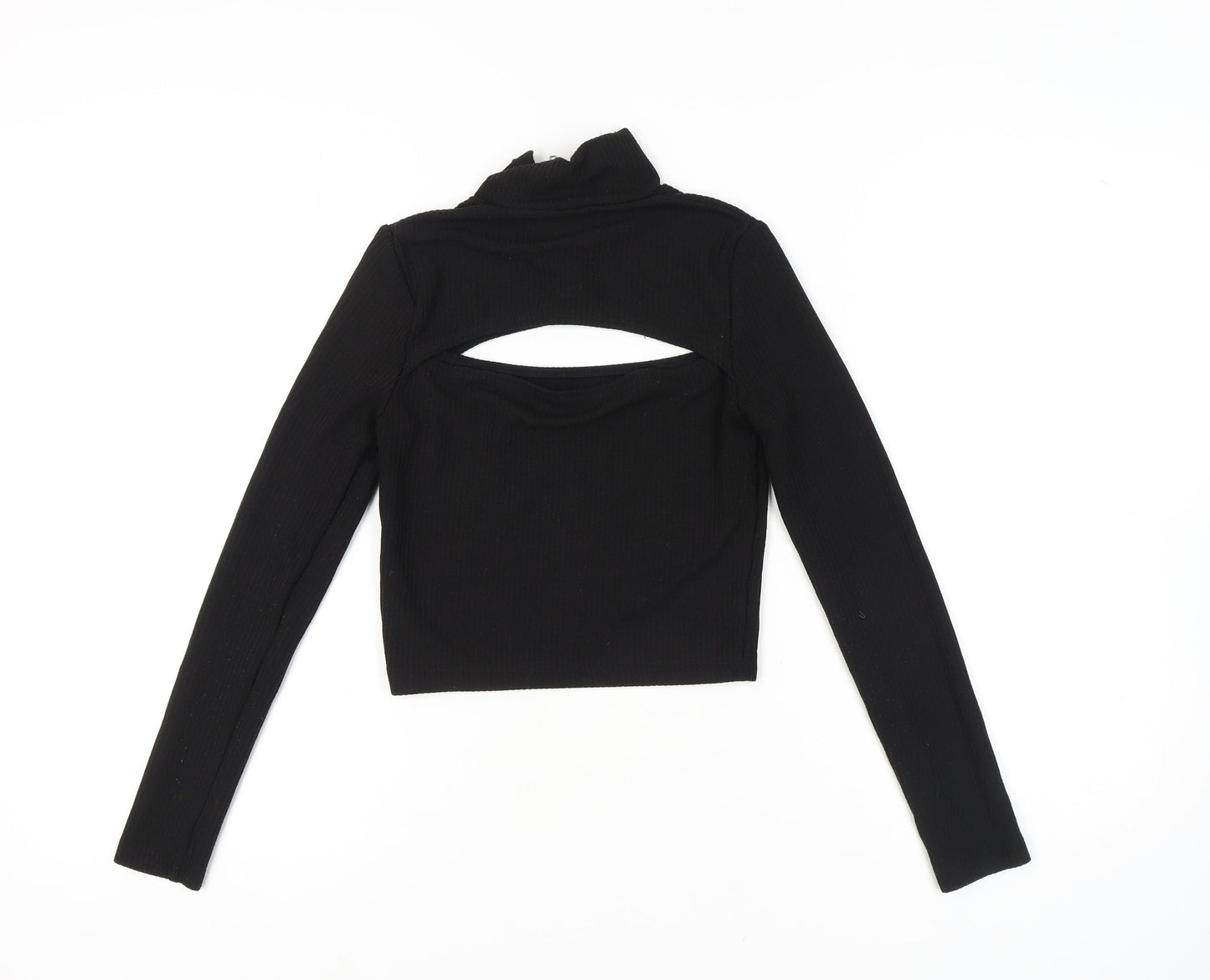 Womens UK Size S H&M Black Cropped Blouse