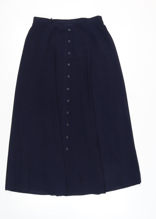 Nightingales Women's Blue A-Line Midi Skirt, Size 14