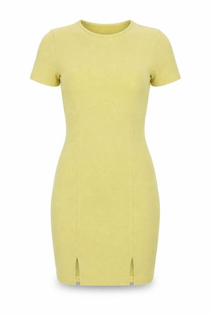 PrettyLittleThing Women's Yellow Bodycon Dress - Size 6