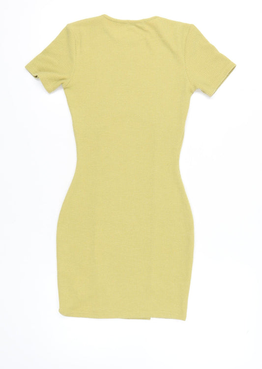 PrettyLittleThing Women's Yellow Bodycon Dress - Size 6
