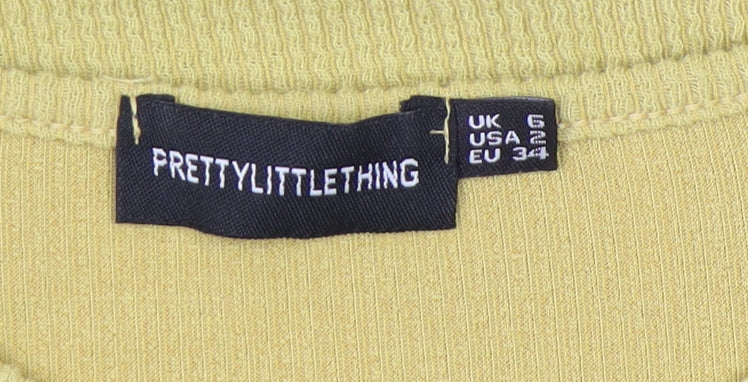 PrettyLittleThing Women's Yellow Bodycon Dress - Size 6