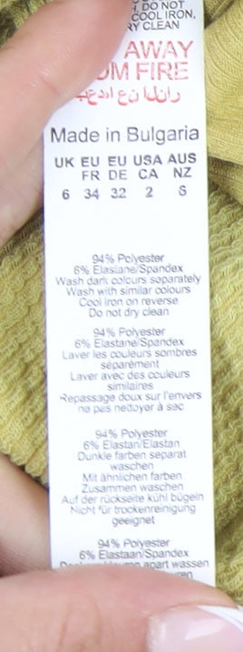 PrettyLittleThing Women's Yellow Bodycon Dress - Size 6