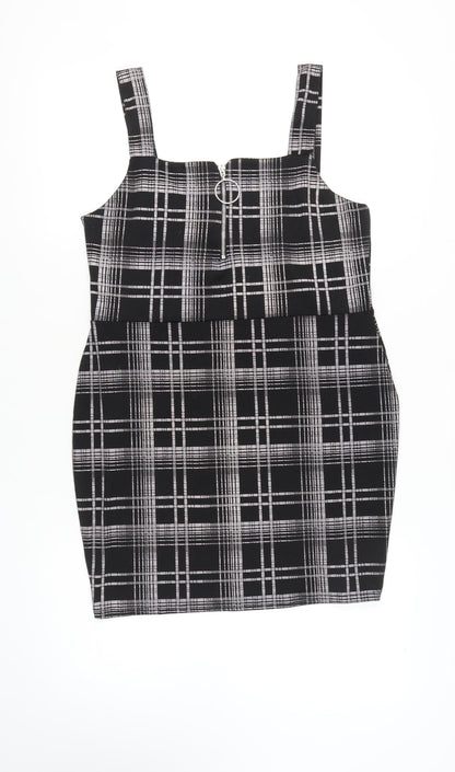 Select Women's Black Plaid Pinafore Dress, Size 16