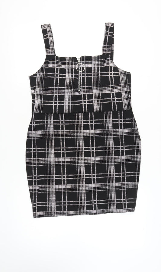 Select Women's Black Plaid Pinafore Dress, Size 16