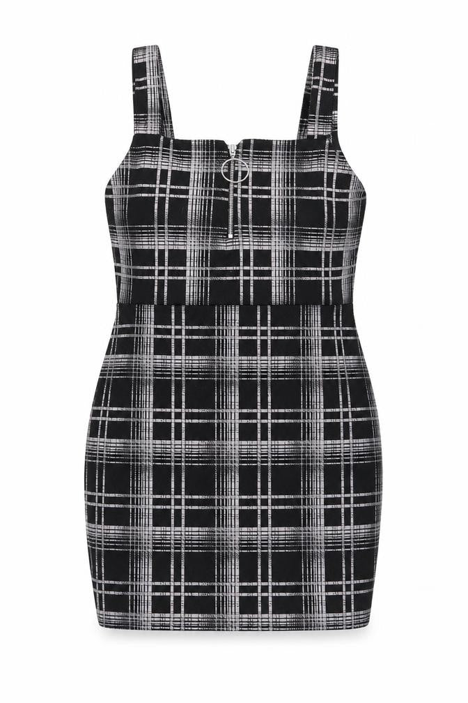 Select Women's Black Plaid Pinafore Dress, Size 16
