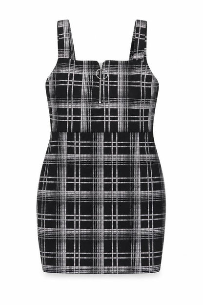 Select Women's Black Plaid Pinafore Dress, Size 16
