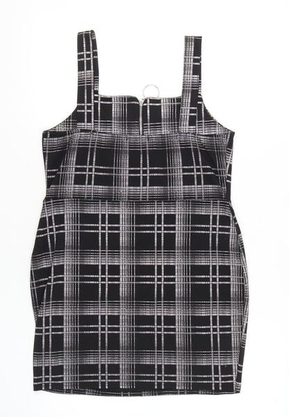 Select Women's Black Plaid Pinafore Dress, Size 16