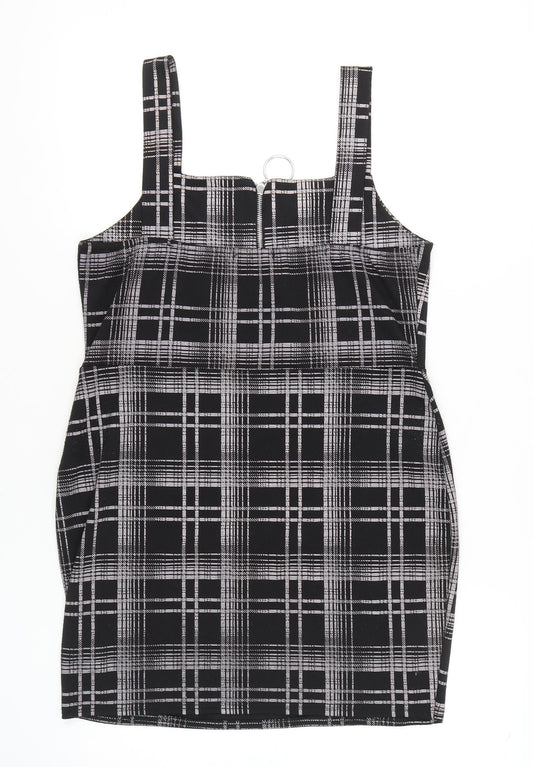 Select Women's Black Plaid Pinafore Dress, Size 16