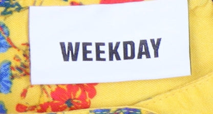 Weekday Women's Yellow Floral Collared Dress XS