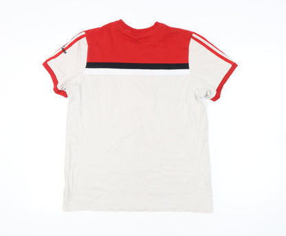 Adidas Men's Large Beige Red Colourblock T-Shirt