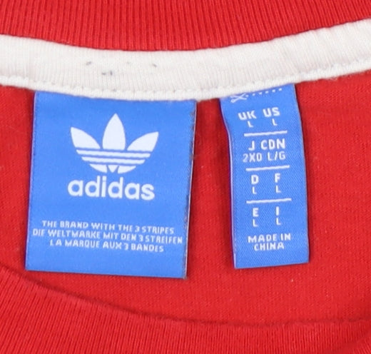 Adidas Men's Large Beige Red Colourblock T-Shirt