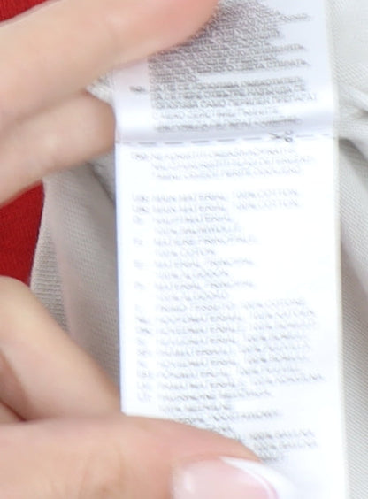 Adidas Men's Large Beige Red Colourblock T-Shirt