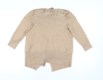 Womens UK Size 10 Coast Beige Cardigan Jumper