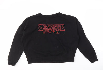 Netflix Stranger Things Black XS UK 6-8 Unisex Pullover Sweatshirt