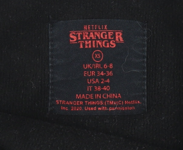 Netflix Stranger Things Black XS UK 6-8 Unisex Pullover Sweatshirt