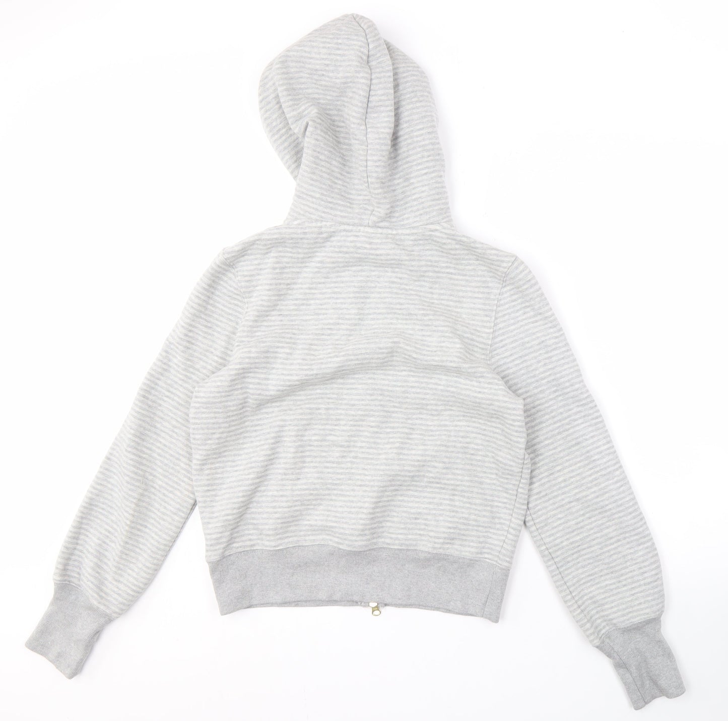 GAP Women's Grey Striped Full Zip Hoodie - Medium
