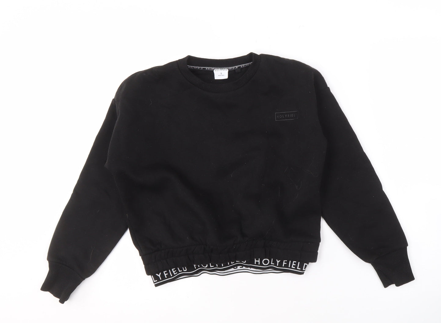 Holyfield Girls Black Pullover Sweatshirt S Logo Elastic Waist