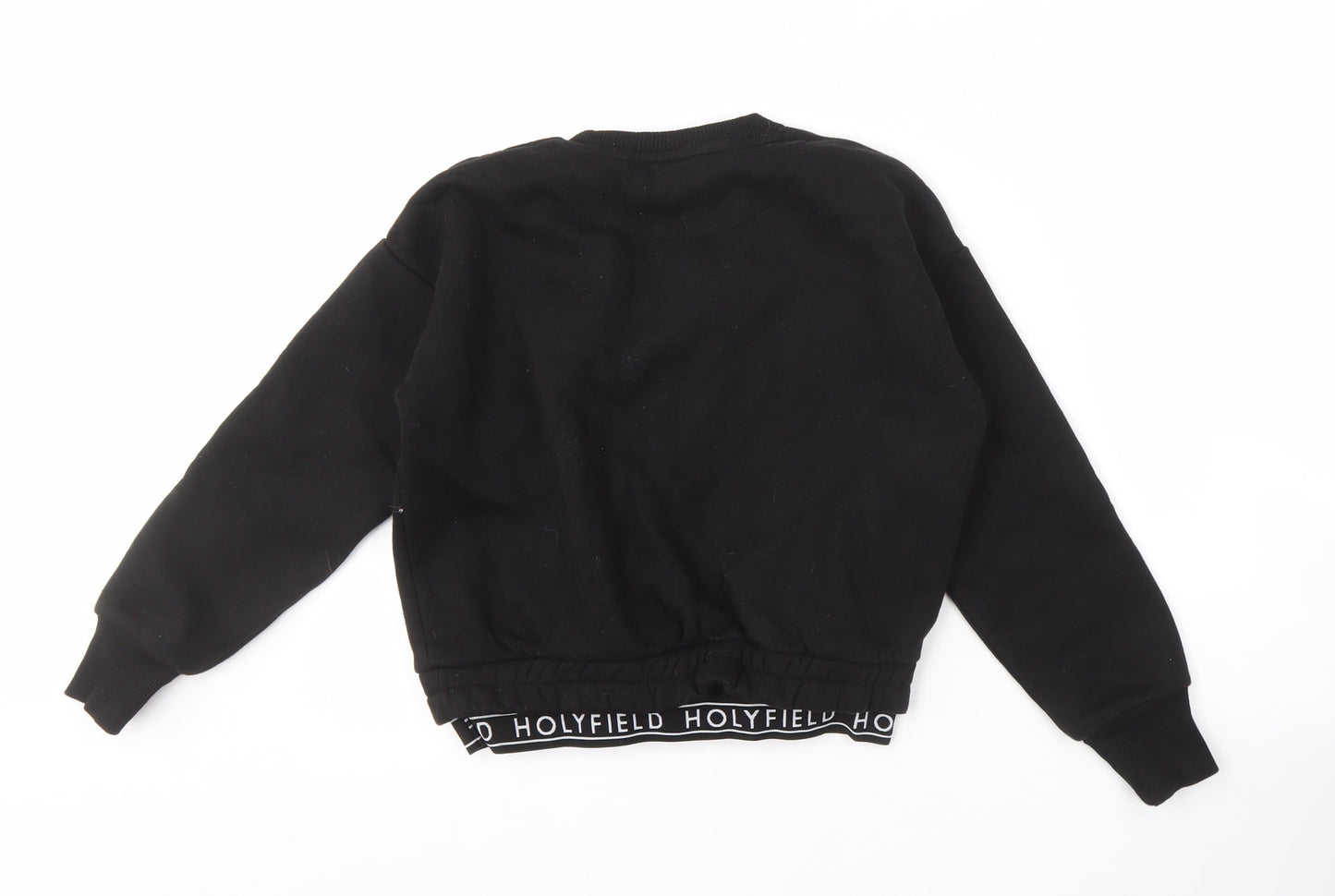 Holyfield Girls Black Pullover Sweatshirt S Logo Elastic Waist