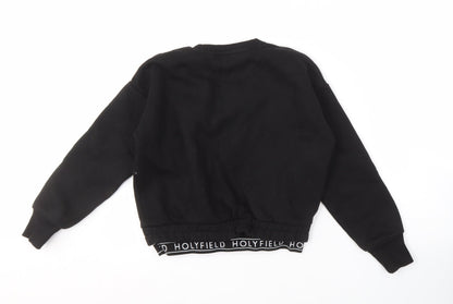 Holyfield Girls Black Pullover Sweatshirt S Logo Elastic Waist