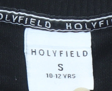 Holyfield Girls Black Pullover Sweatshirt S Logo Elastic Waist