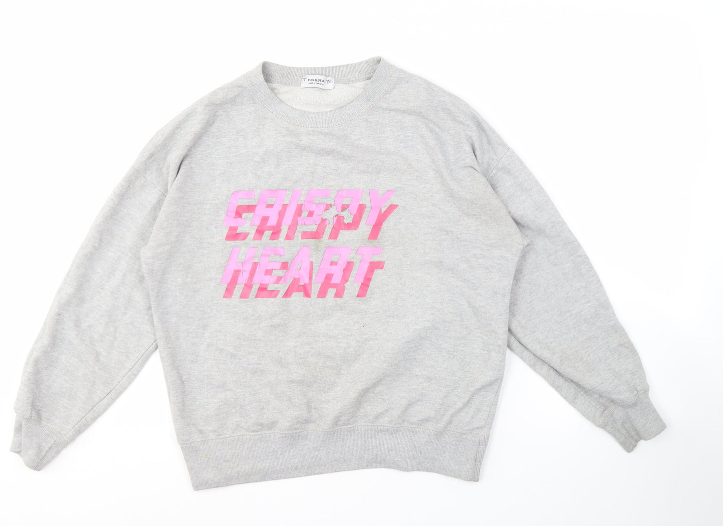 Unisex Adults UK Size S Pull&Bear Grey Pullover Sweatshirt
