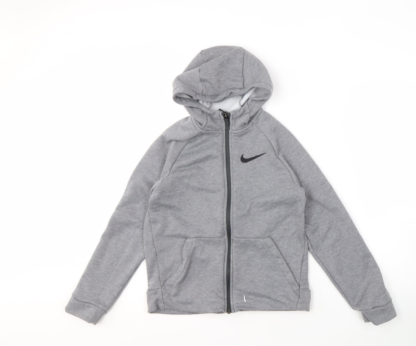 Nike Boys Grey Full Zip Hoodie - Size L, Perfect for School and Gym