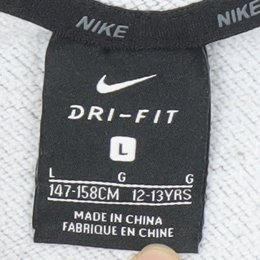 Nike Boys Grey Full Zip Hoodie - Size L, Perfect for School and Gym