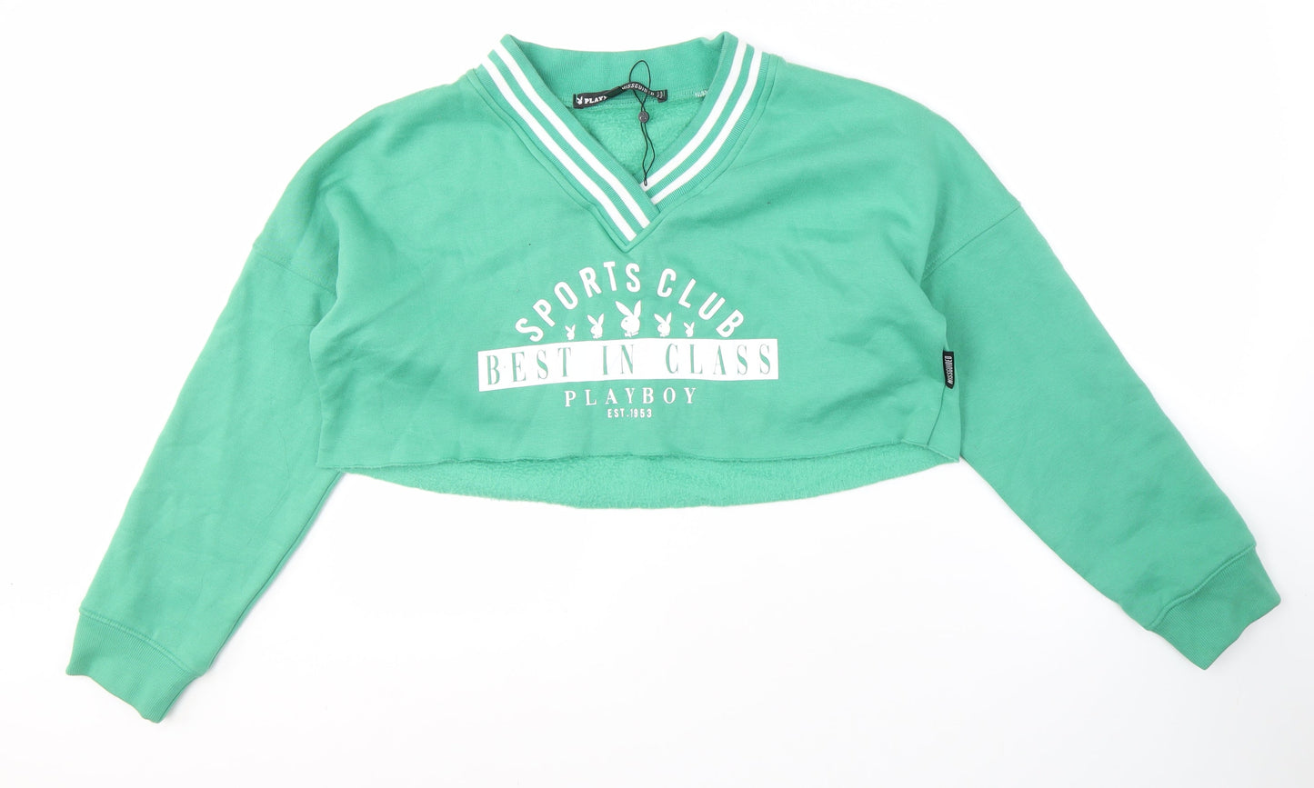 Missguided Women's Green Pullover Sweatshirt Size 8
