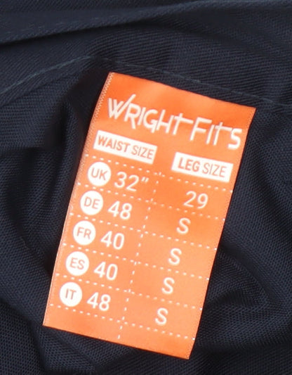 Wright Fits Men's Blue Cargo Trousers, Size S, 32 Waist