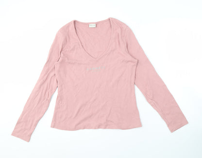 Hamnett Women's Pink V-Neck Long Sleeve T-Shirt