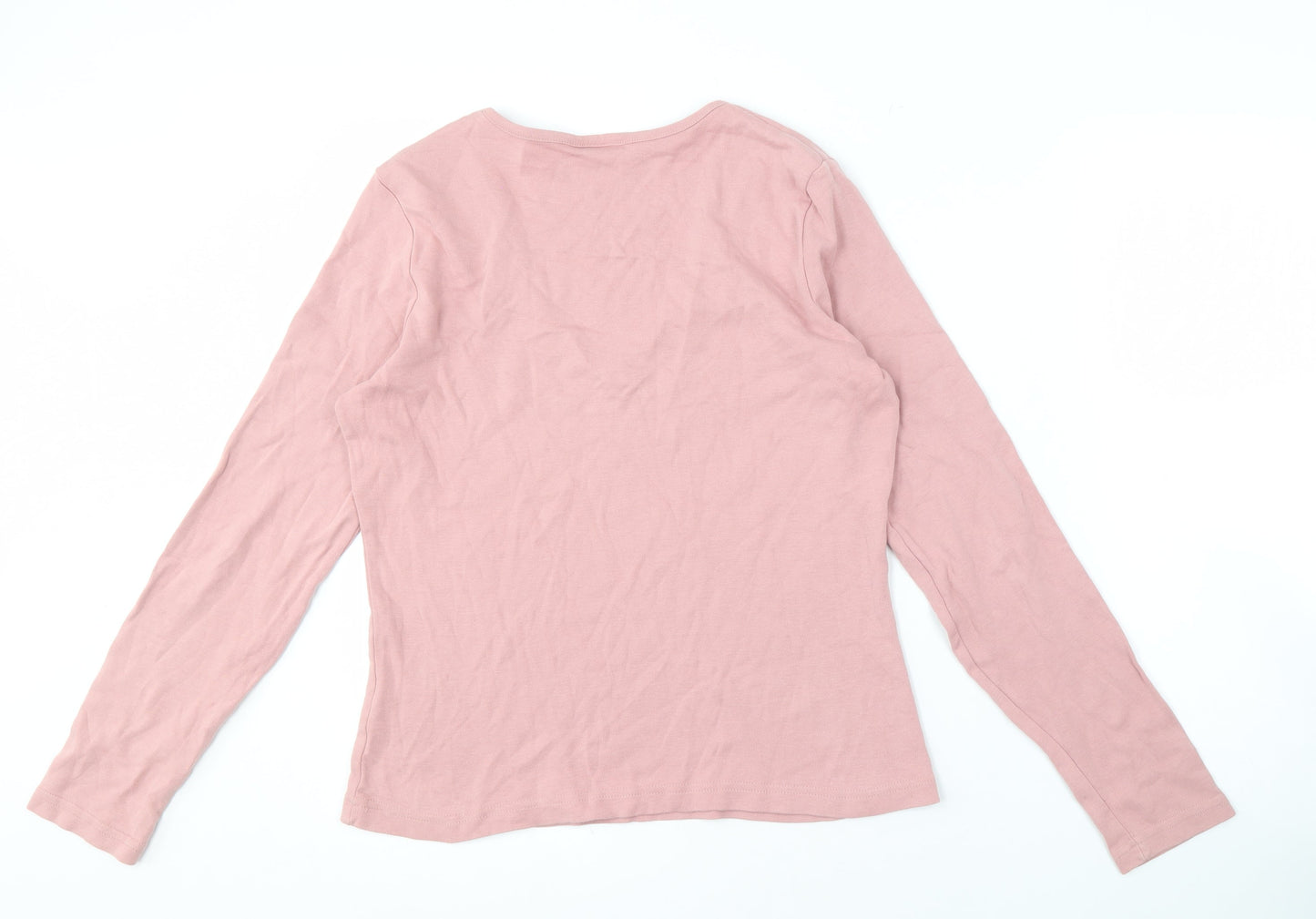 Hamnett Women's Pink V-Neck Long Sleeve T-Shirt