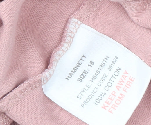 Hamnett Women's Pink V-Neck Long Sleeve T-Shirt