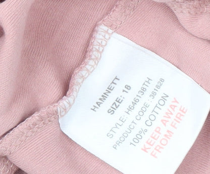 Hamnett Women's Pink V-Neck Long Sleeve T-Shirt