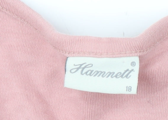 Hamnett Women's Pink V-Neck Long Sleeve T-Shirt
