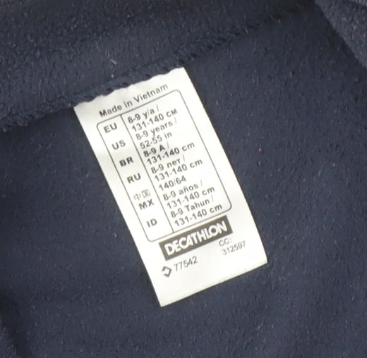Quechua Girls' Blue Fleece Jacket, Size 9-10, Lightweight Activewear