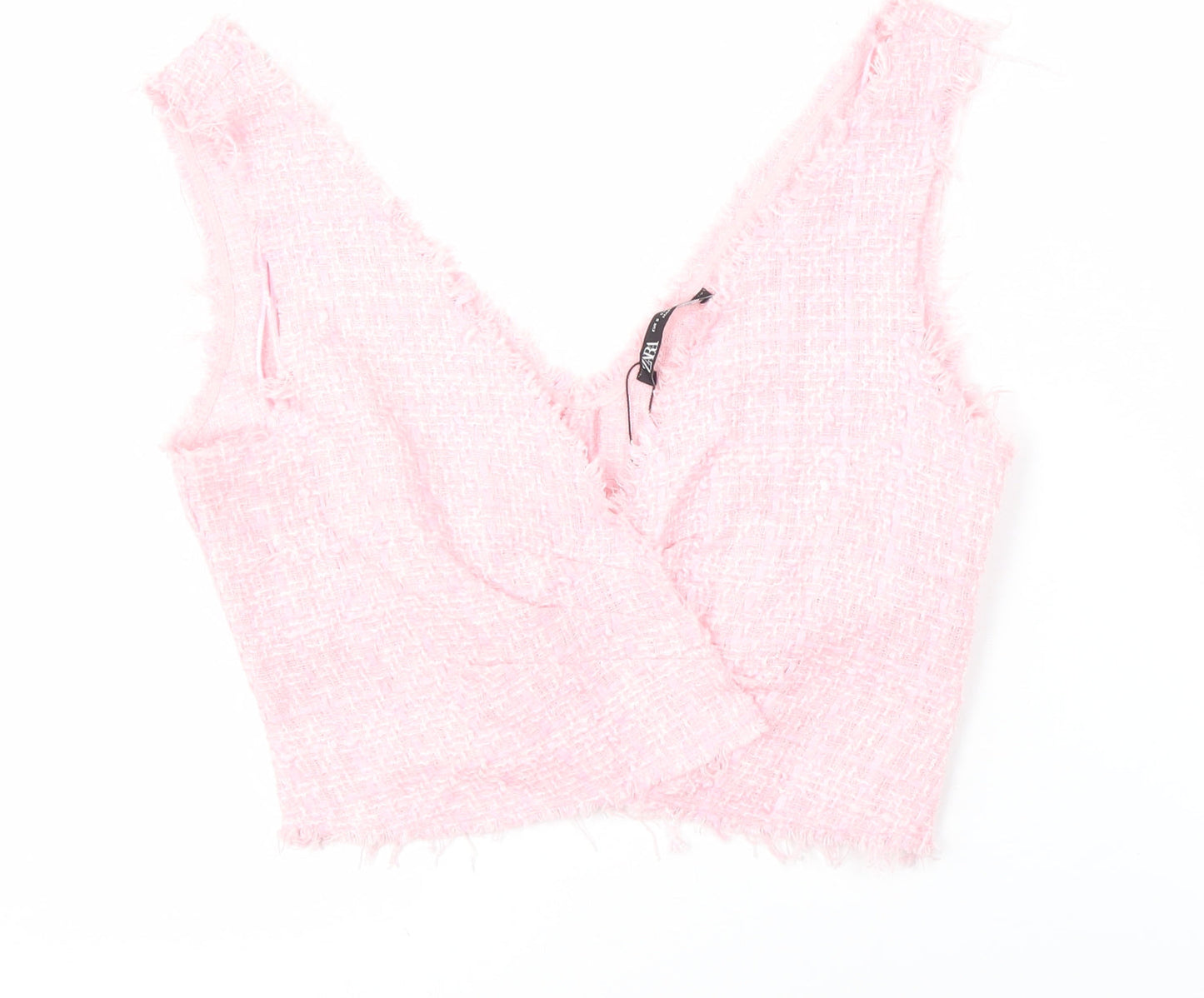 Womens UK Size S Zara Pink Cropped Blouse