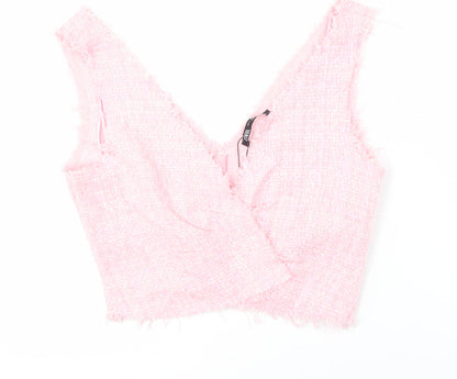 Womens UK Size S Zara Pink Cropped Blouse