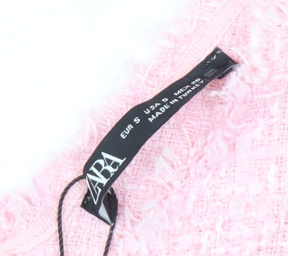 Womens UK Size S Zara Pink Cropped Blouse