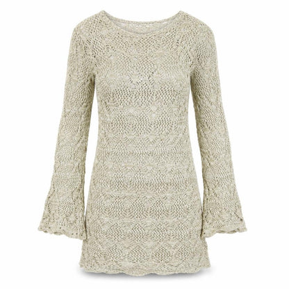 EGO Women's Beige Open-Knit Pullover Jumper, Size S
