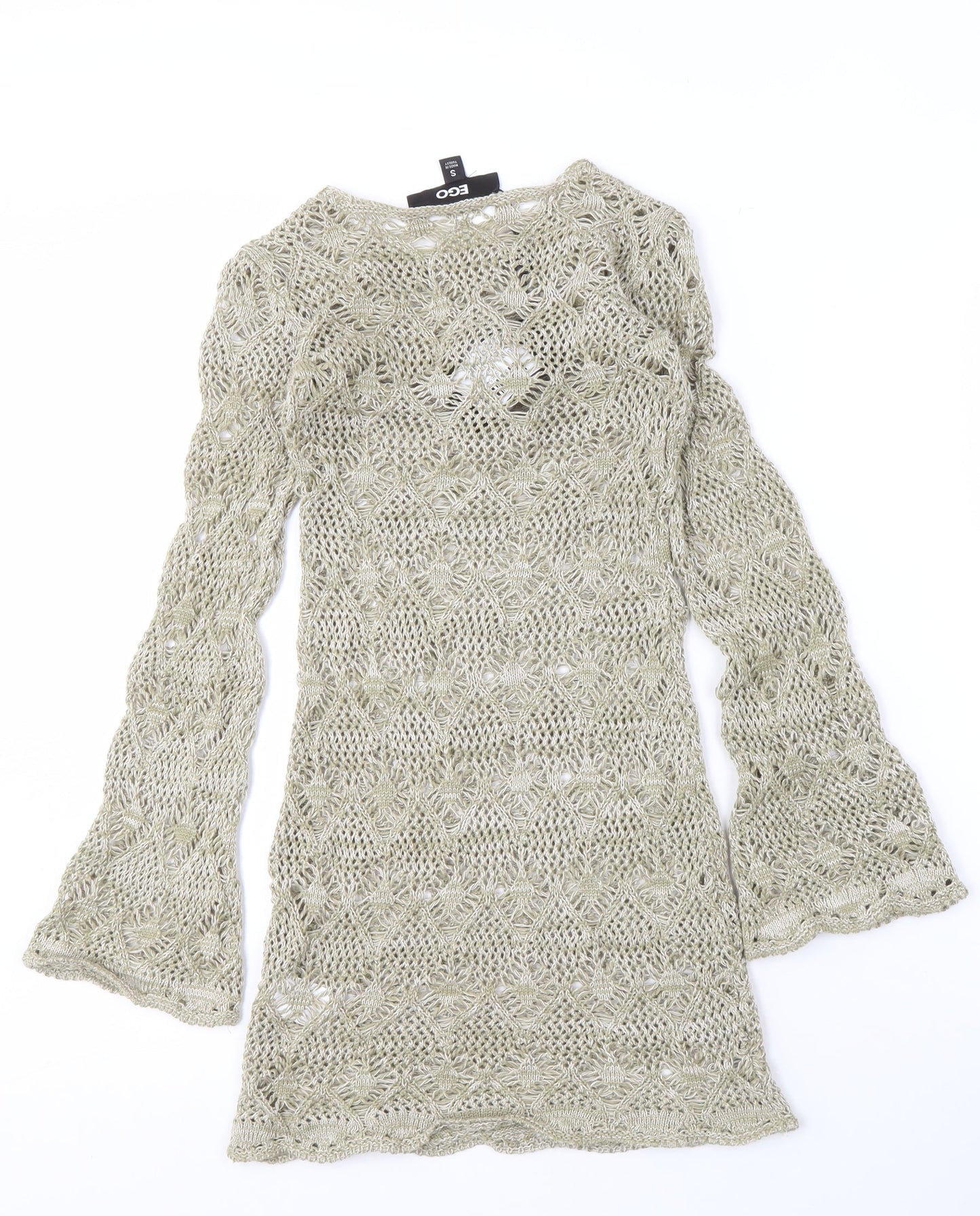 EGO Women's Beige Open-Knit Pullover Jumper, Size S