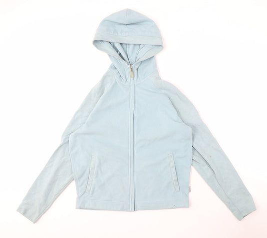 Additional front view of Regatta Women's Blue Hooded Fleece Jacket, size 10