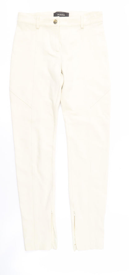Pinko Women's Ivory Trousers, Size 10, Ankle Zip