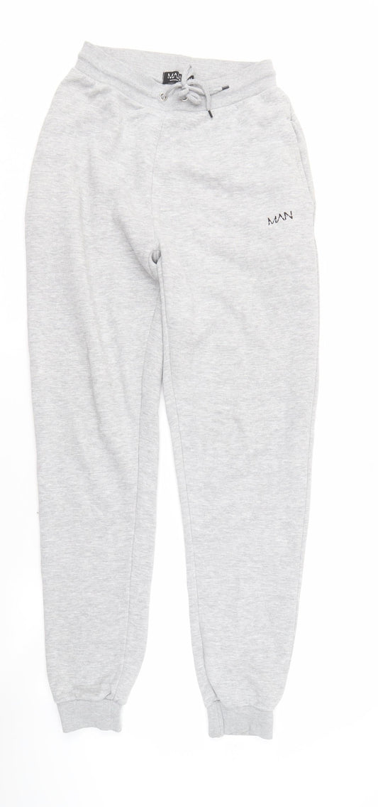 boohooMAN Men's Grey Jogger Trousers, Size M, Regular Fit